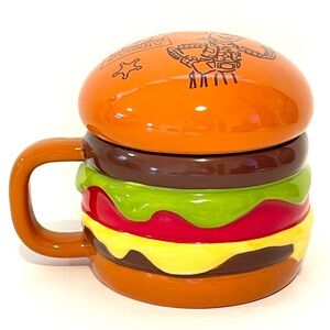 Disney Pixar TOY STORY Woody Cheeseburger Lidded Mug JAPAN, Hamburger Burger
